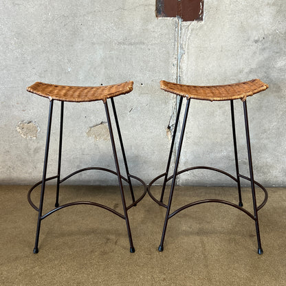 Pair Of Vintage Arthur Umanoff Style Counter Height Barstools