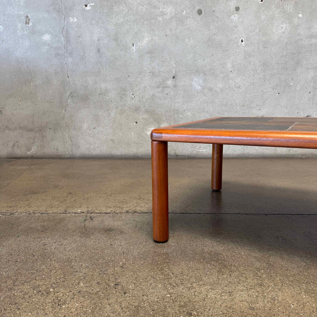 Danish Modern Teak + Slate Mosaic Coffee Table