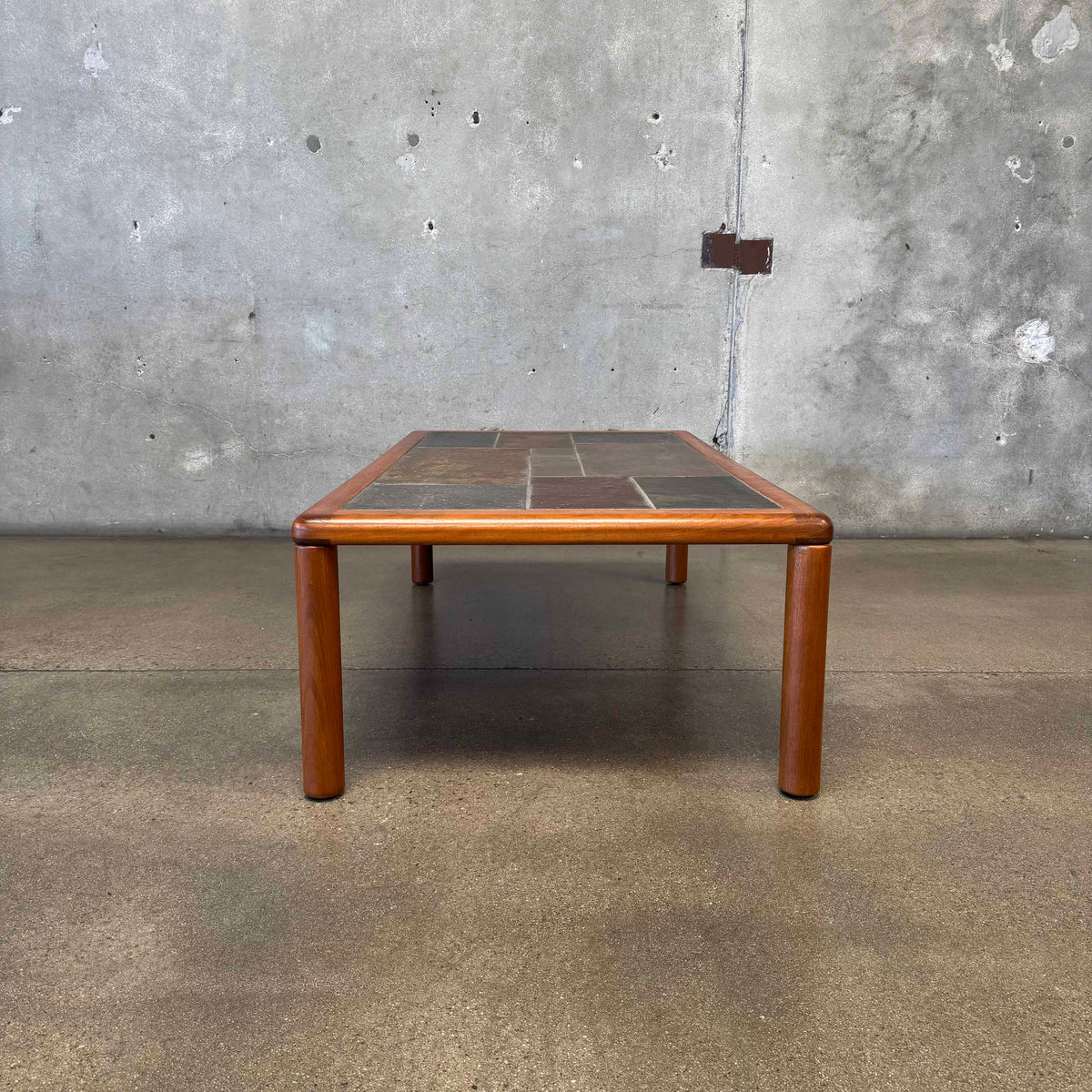 Danish Modern Teak + Slate Mosaic Coffee Table