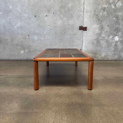 Danish Modern Teak + Slate Mosaic Coffee Table