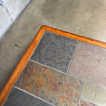 Danish Modern Teak + Slate Mosaic Coffee Table