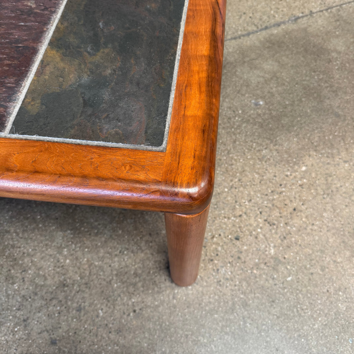 Danish Modern Teak + Slate Mosaic Coffee Table
