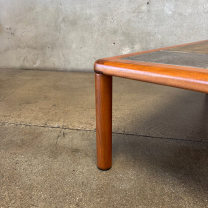 Danish Modern Teak + Slate Mosaic Coffee Table