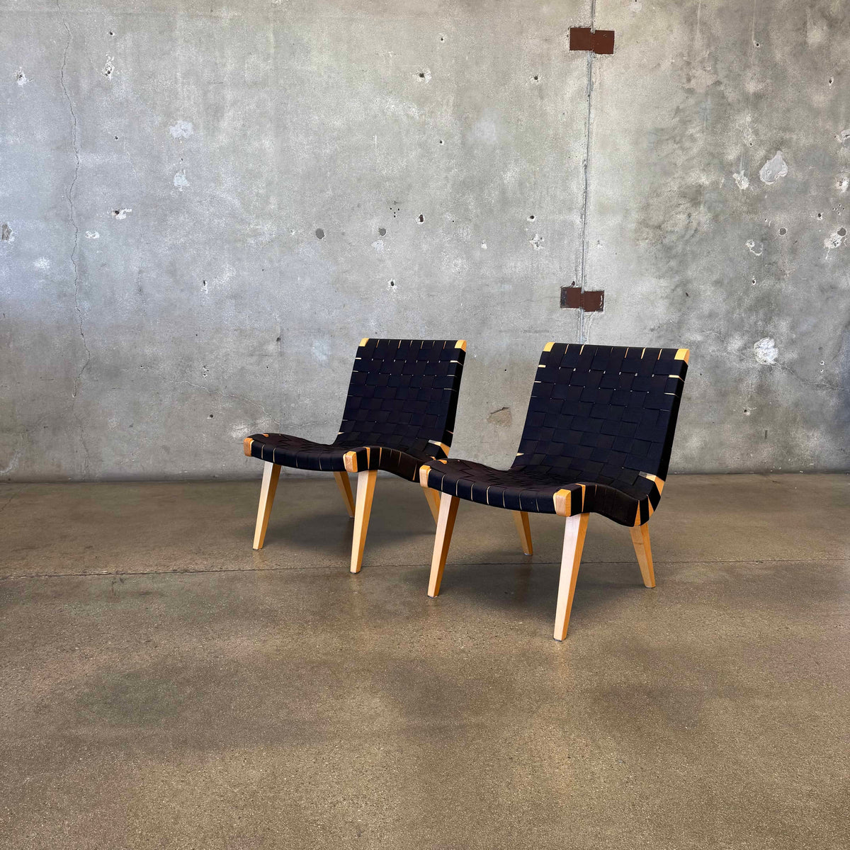 Pair Of Risom Lounge Chairs In The Style Of Jens Risom