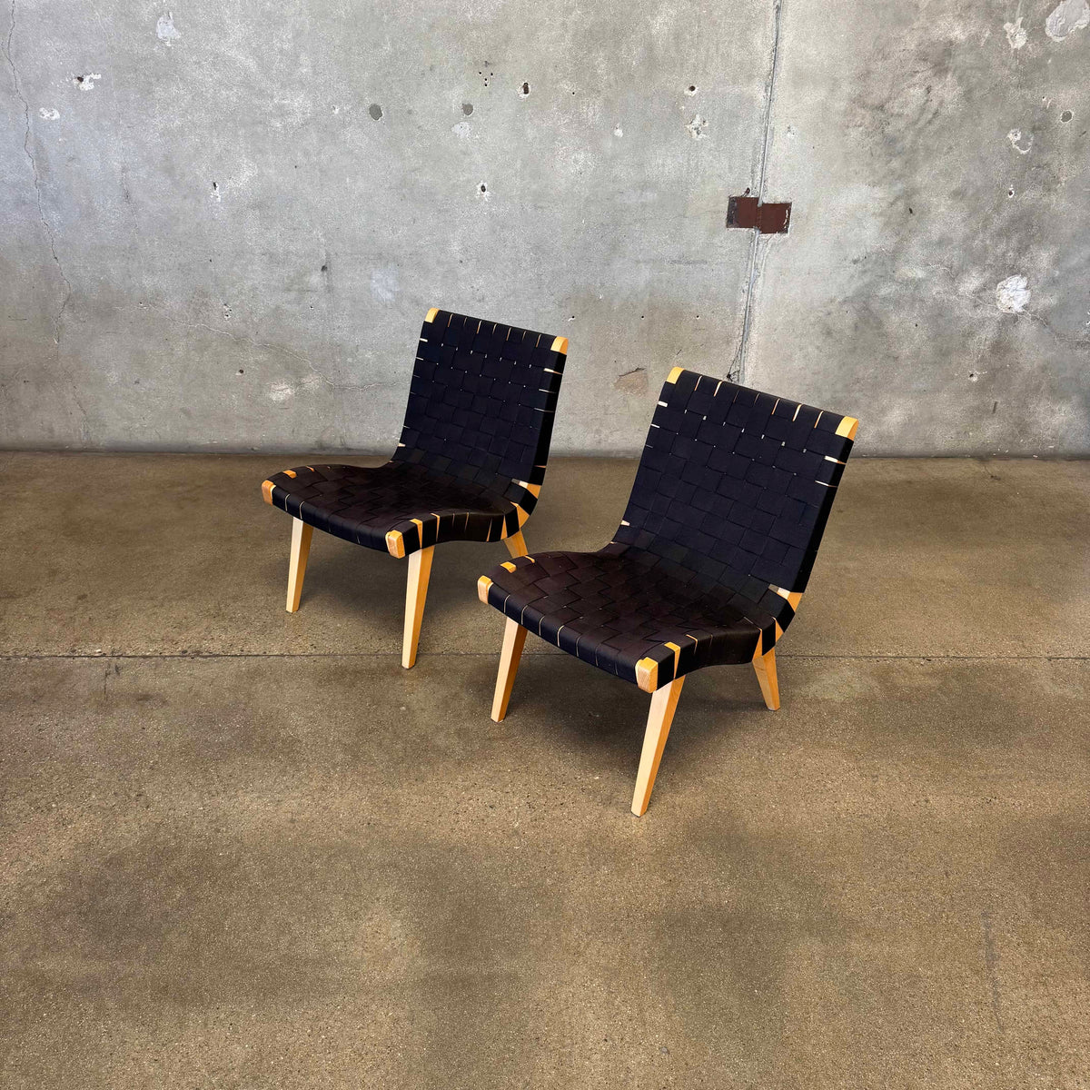 Pair Of Risom Lounge Chairs In The Style Of Jens Risom
