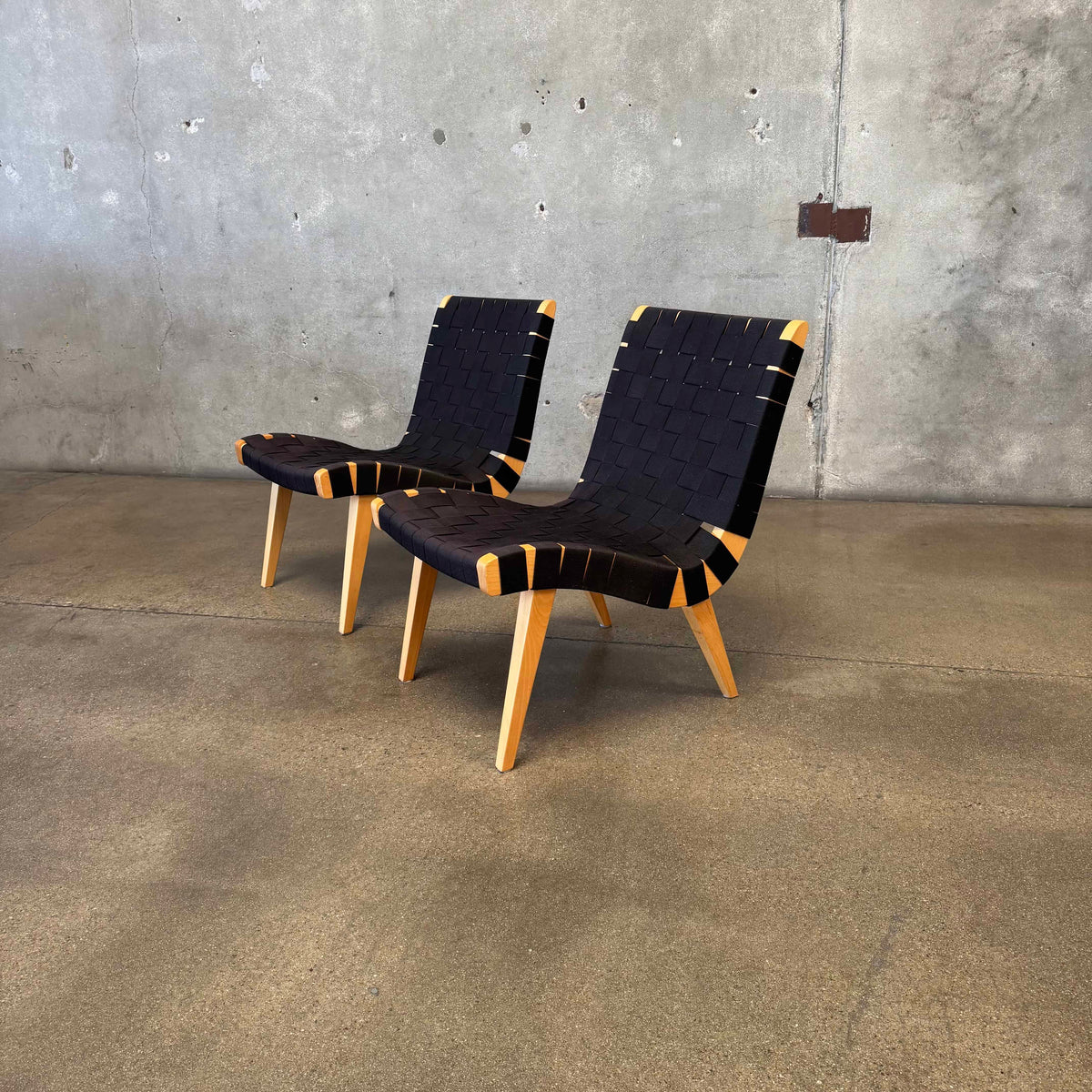 Pair Of Risom Lounge Chairs In The Style Of Jens Risom
