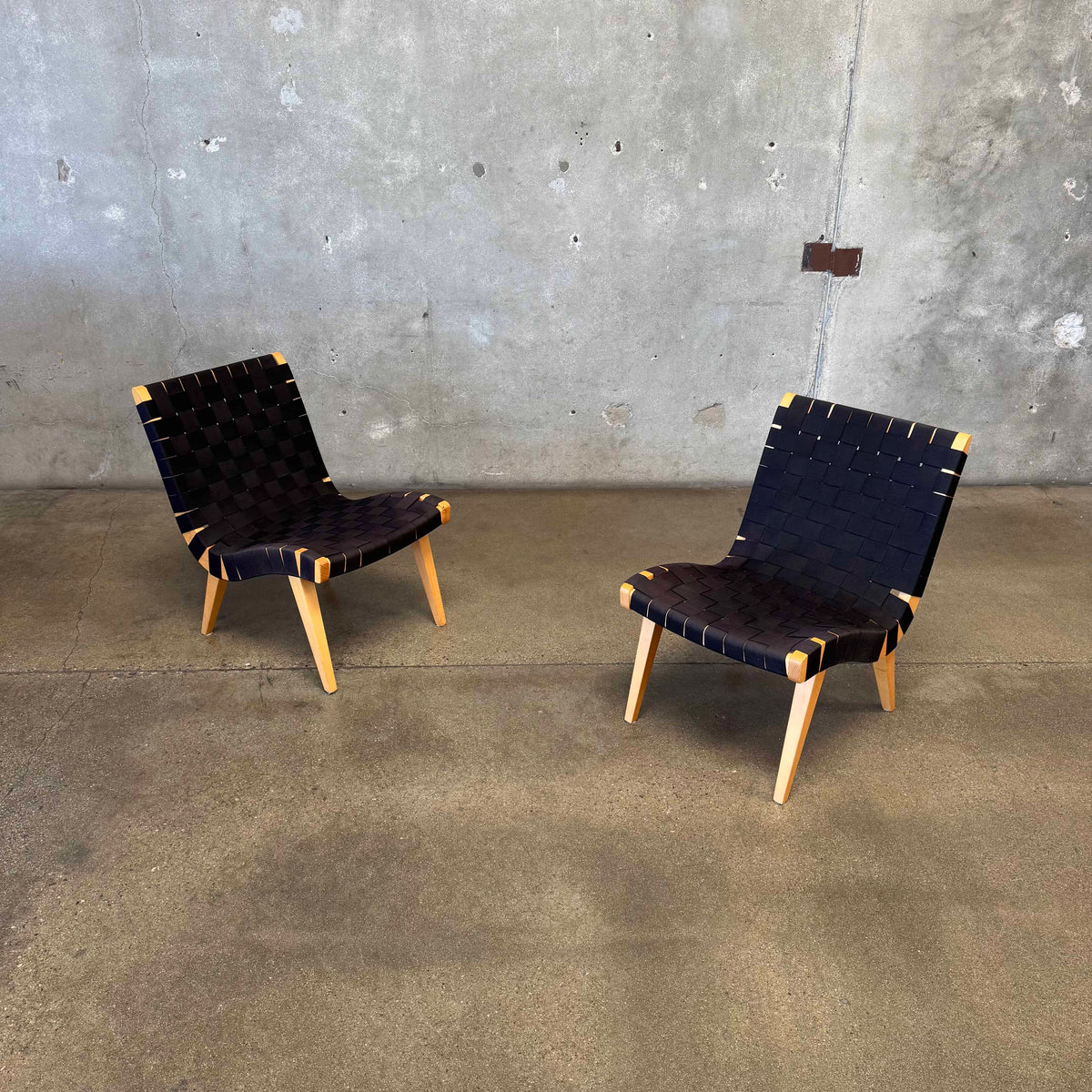 Pair Of Risom Lounge Chairs In The Style Of Jens Risom