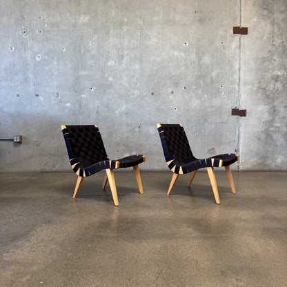 Pair Of Risom Lounge Chairs In The Style Of Jens Risom