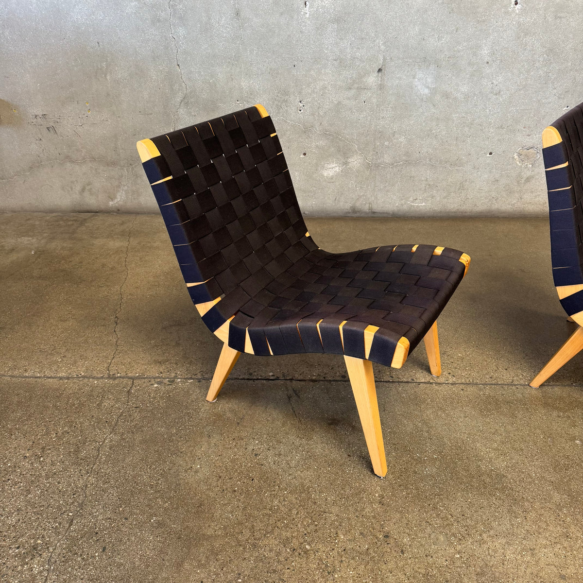 Pair Of Risom Lounge Chairs In The Style Of Jens Risom