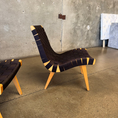 Pair Of Risom Lounge Chairs In The Style Of Jens Risom