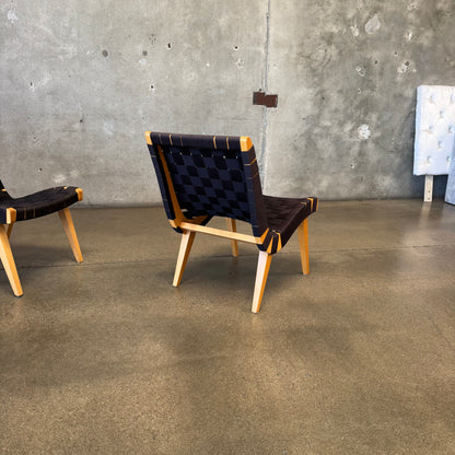 Pair Of Risom Lounge Chairs In The Style Of Jens Risom