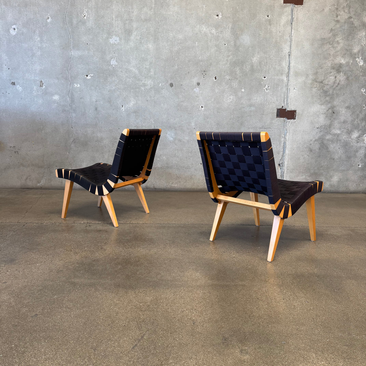 Pair Of Risom Lounge Chairs In The Style Of Jens Risom