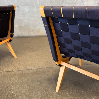 Pair Of Risom Lounge Chairs In The Style Of Jens Risom