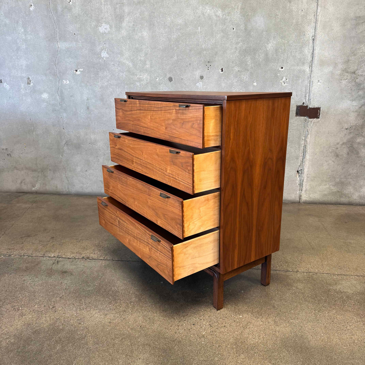 Mid Century Modern Walnut Highboy Dresser