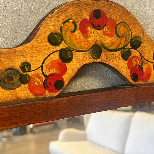 Monterey Furniture Mirror Smoky Finish With Hand Painted Florals
