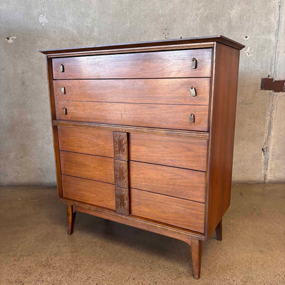 "Mayan" Highboy Dresser By Bassett C. 1960