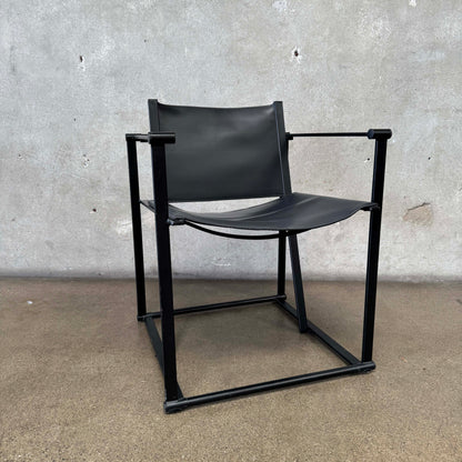 Post Modern Black Leather And Metal Armchair #5