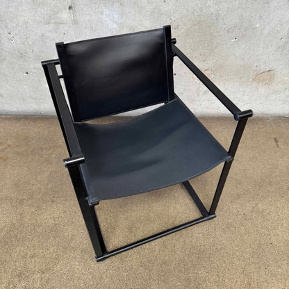 Post Modern Black Leather And Metal Armchair #5