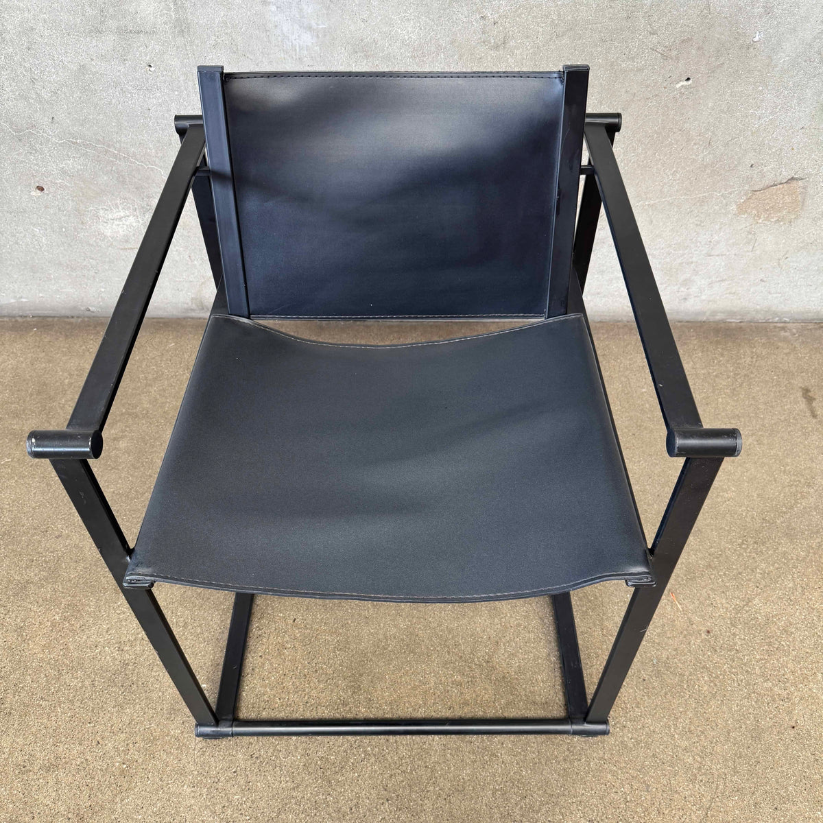 Post Modern Black Leather And Metal Armchair #5