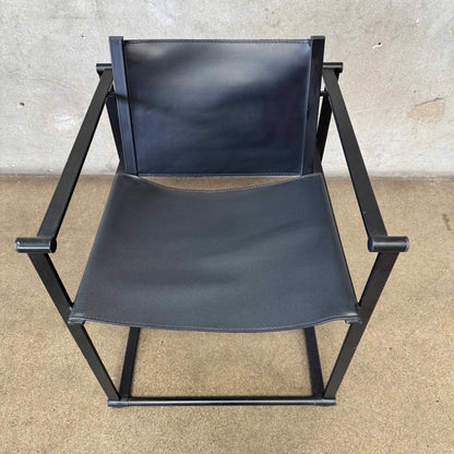 Post Modern Black Leather And Metal Armchair #5