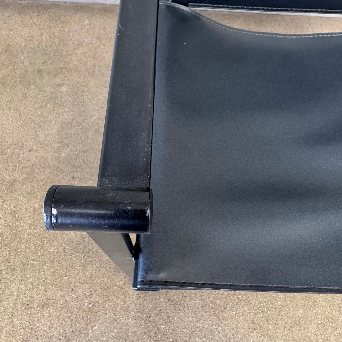 Post Modern Black Leather And Metal Armchair #5