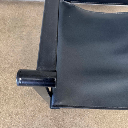 Post Modern Black Leather And Metal Armchair #5
