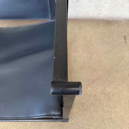 Post Modern Black Leather And Metal Armchair #5