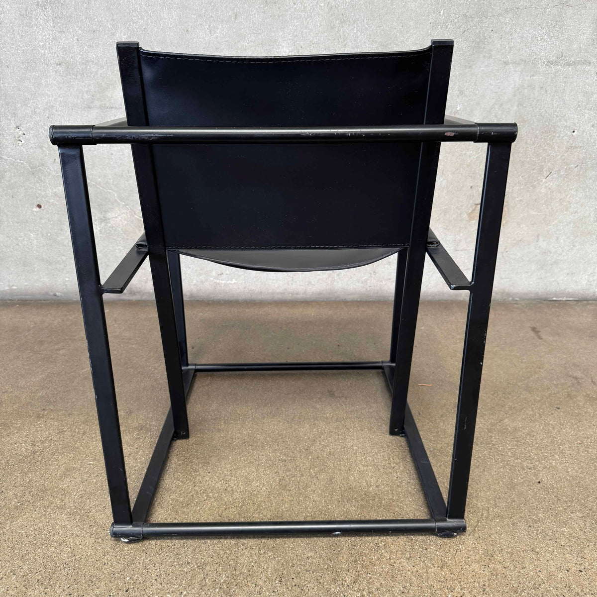 Post Modern Black Leather And Metal Armchair #5