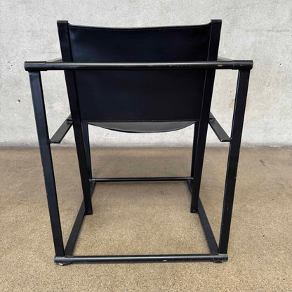 Post Modern Black Leather And Metal Armchair #5