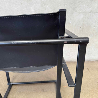Post Modern Black Leather And Metal Armchair #5