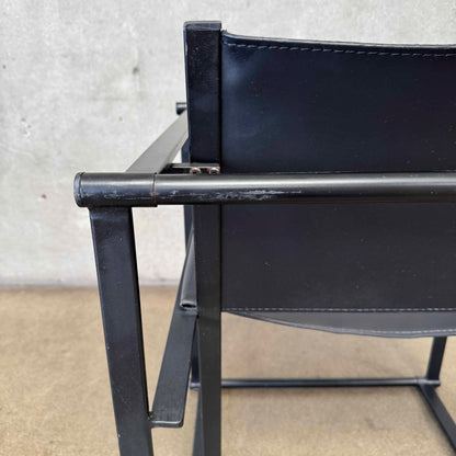 Post Modern Black Leather And Metal Armchair #5