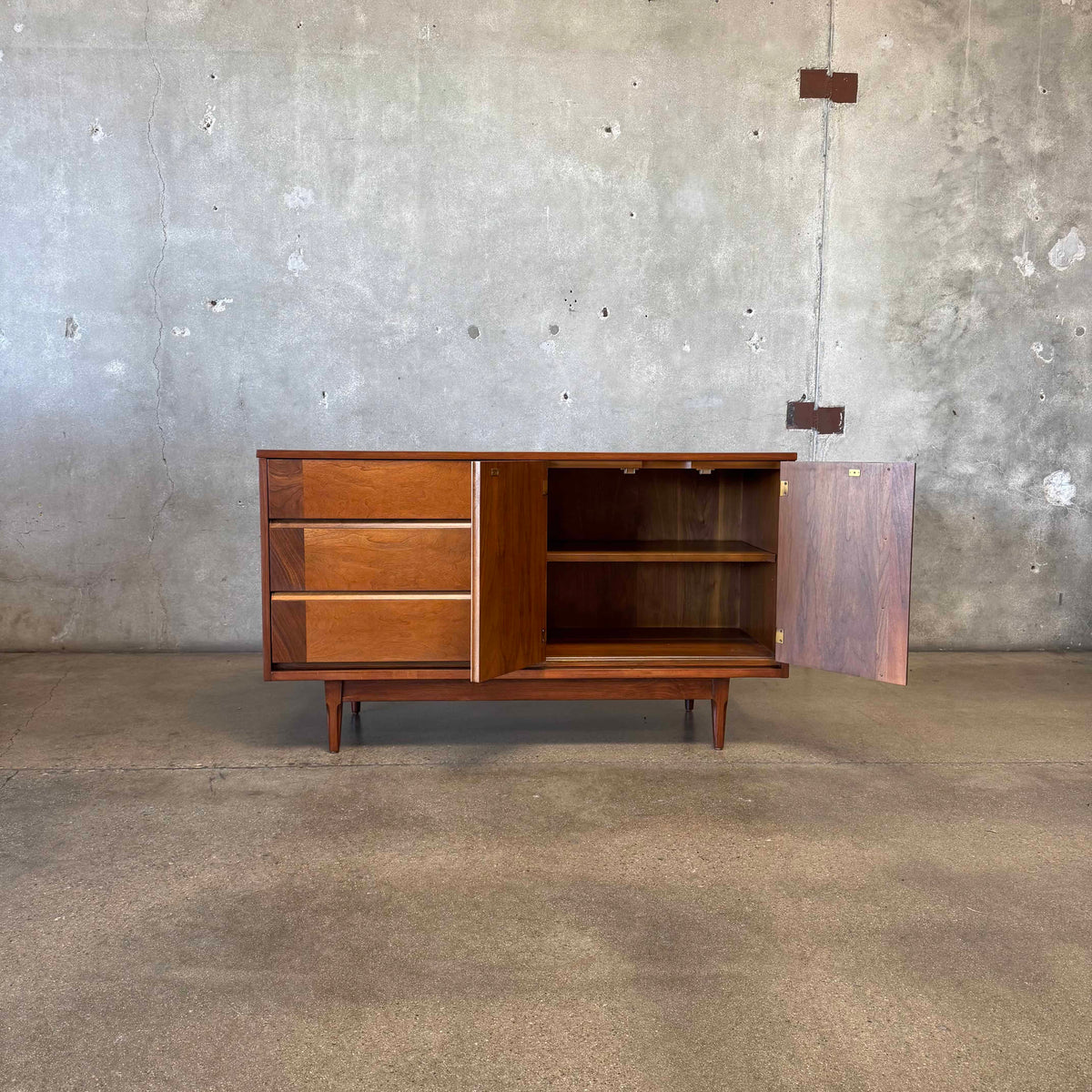 Mid Century Modern Walnut Credenza By Basset