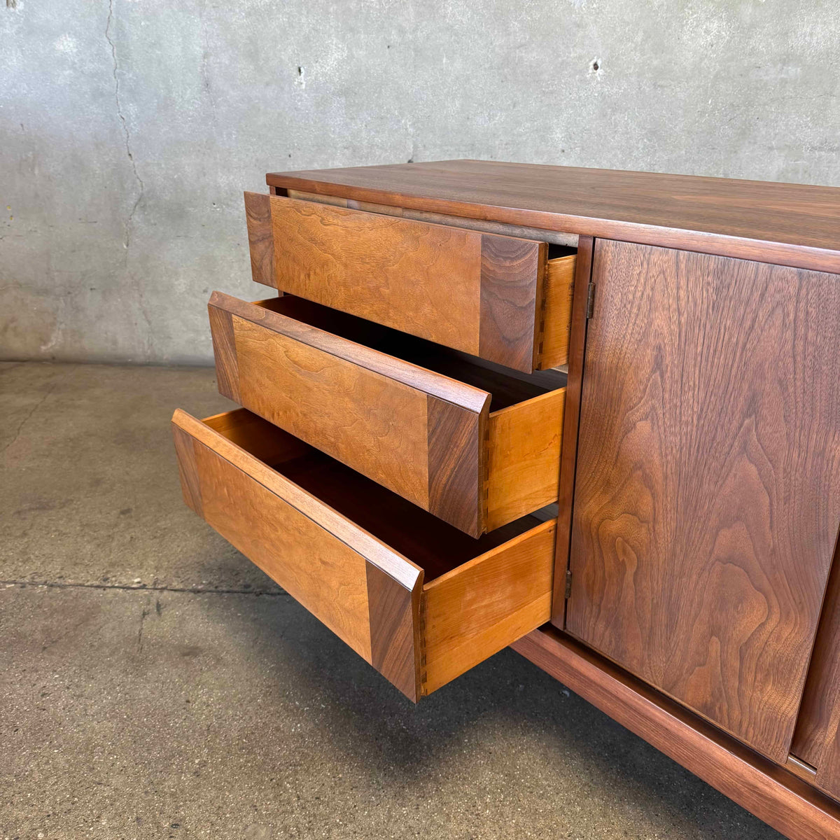 Mid Century Modern Walnut Credenza By Basset