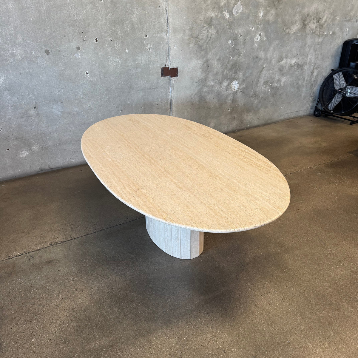 Post Modern Oval Travertine Dining Table