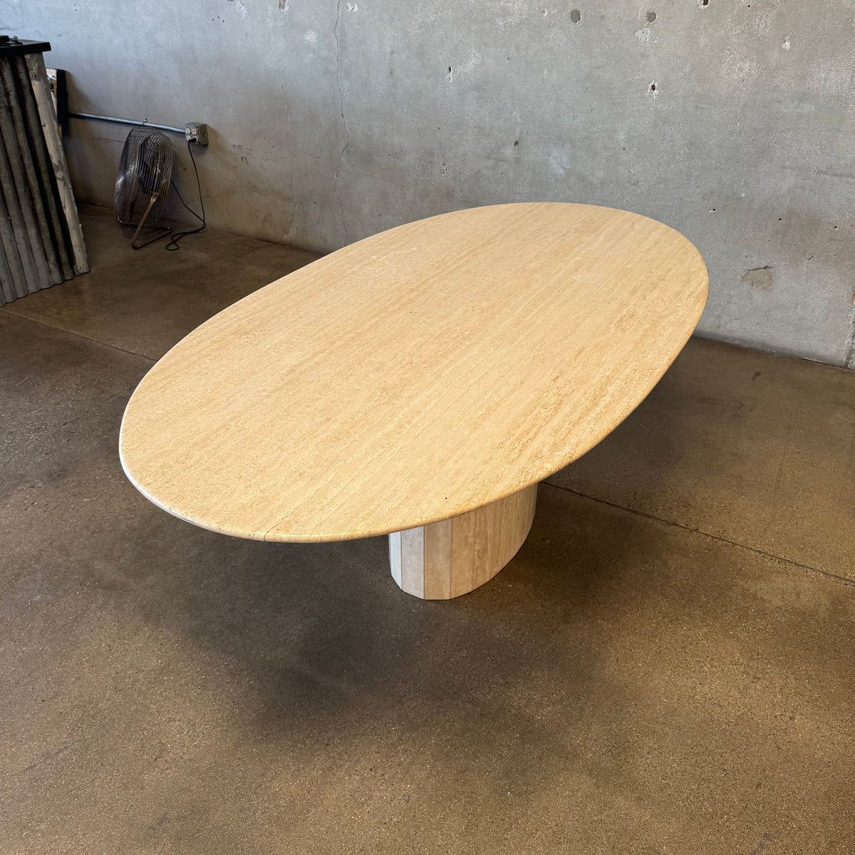 Post Modern Oval Travertine Dining Table