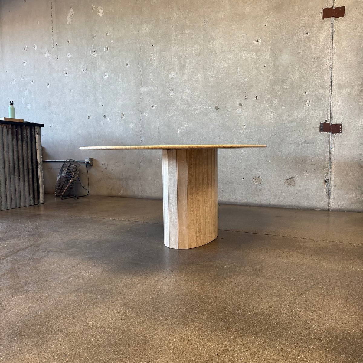 Post Modern Oval Travertine Dining Table