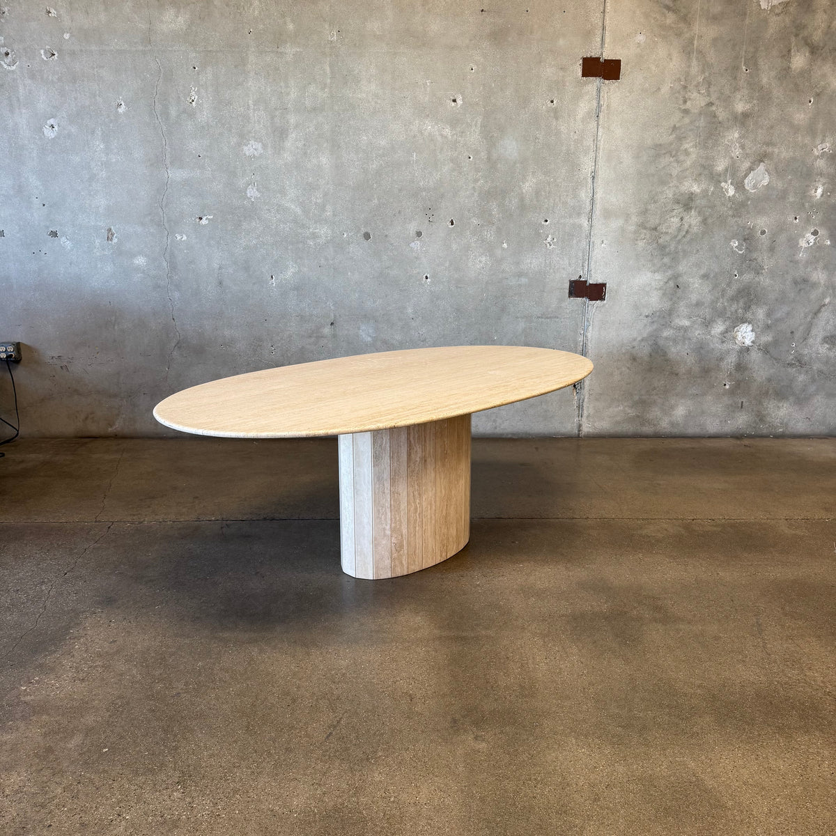 Post Modern Oval Travertine Dining Table