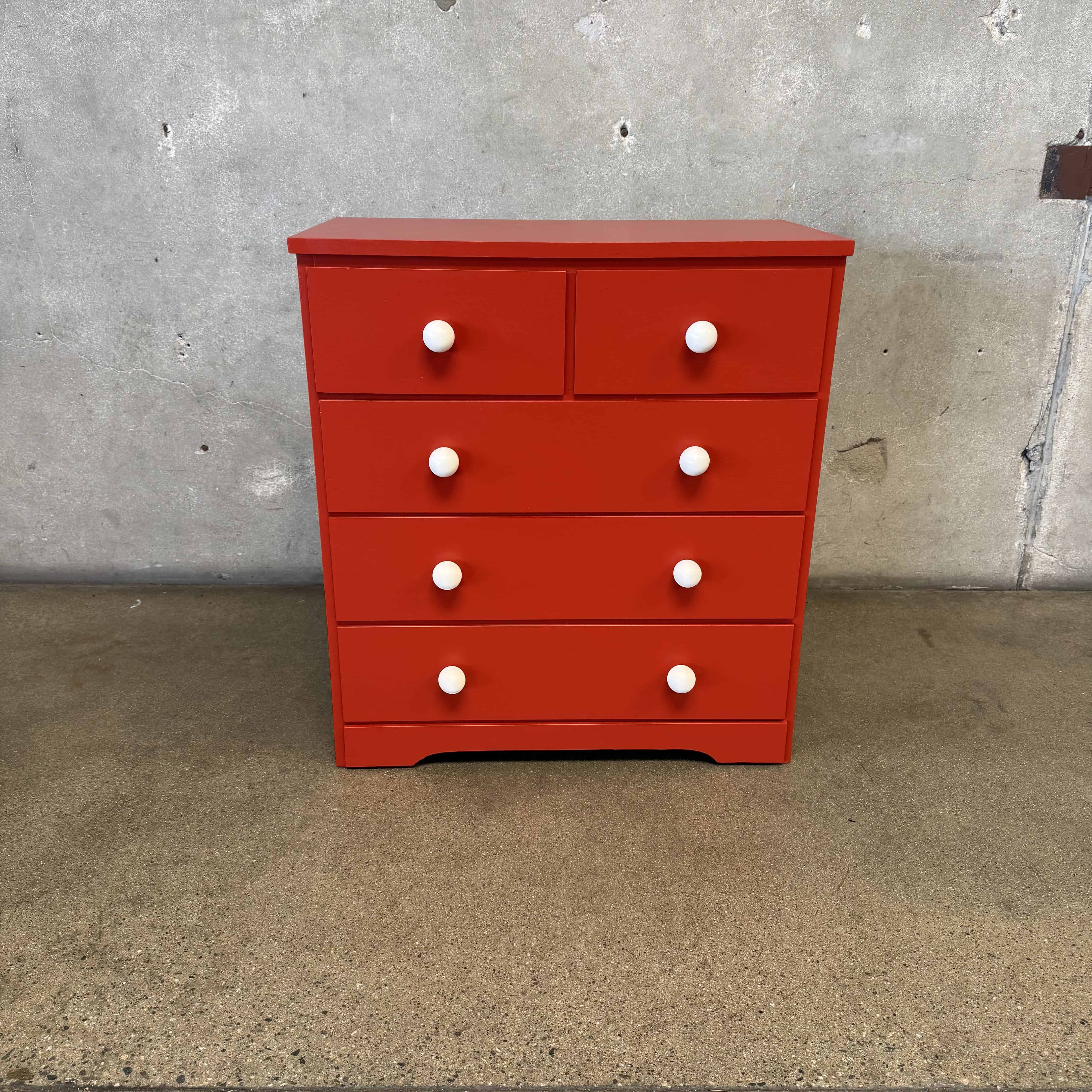 Vintage Red Oversized Knob Chest Of Drawers – Urban Americana