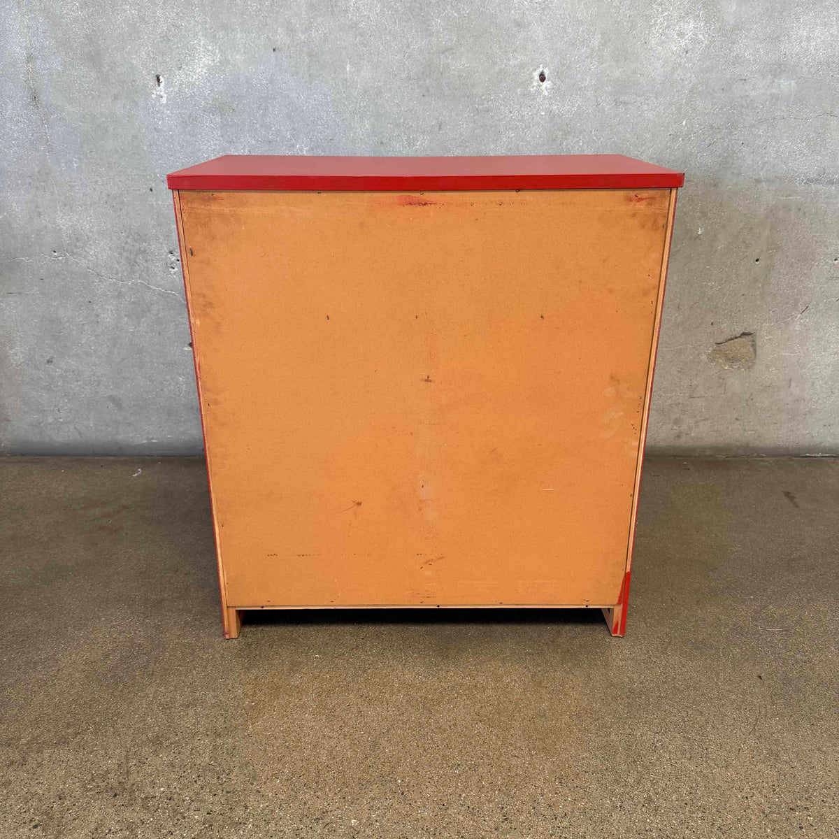 Vintage Red Oversized Knob Chest Of Drawers