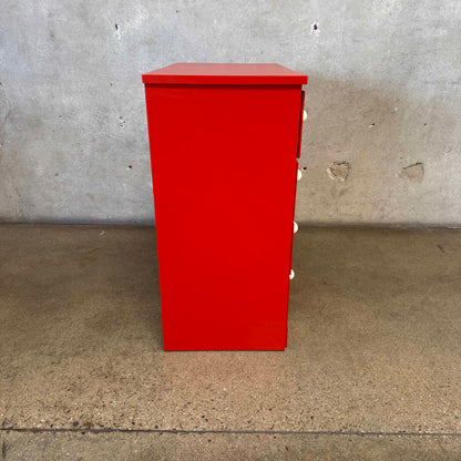 Vintage Red Oversized Knob Chest Of Drawers