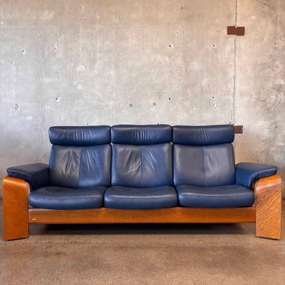 Ekomes Stress less Pegasus Blue Leather Recliner Sofa - Norway