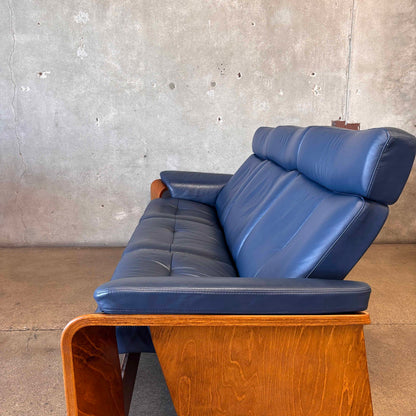 Ekomes Stress less Pegasus Blue Leather Recliner Sofa - Norway