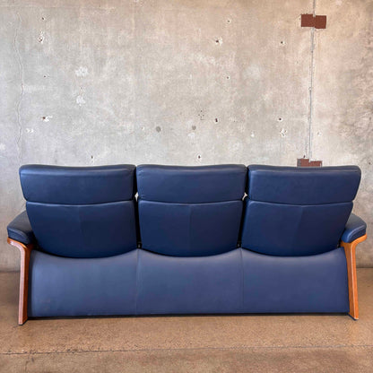 Ekomes Stress less Pegasus Blue Leather Recliner Sofa - Norway