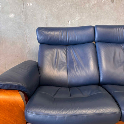 Ekomes Stress less Pegasus Blue Leather Recliner Sofa - Norway