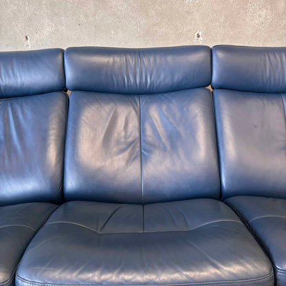 Ekomes Stress less Pegasus Blue Leather Recliner Sofa - Norway