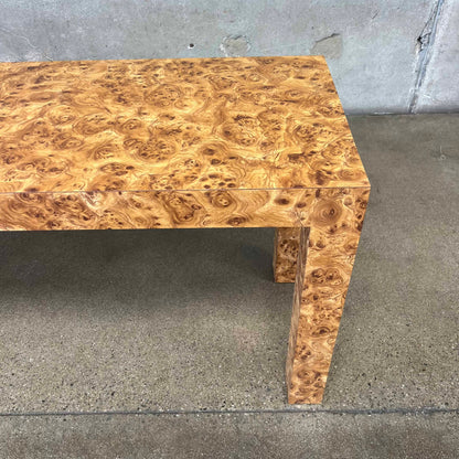 1970's Burl Laminate Parson's Console Table