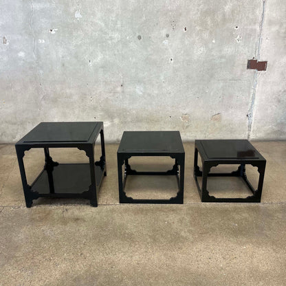 Set of 3 1970's Chinoisere Stacking Cube Tables