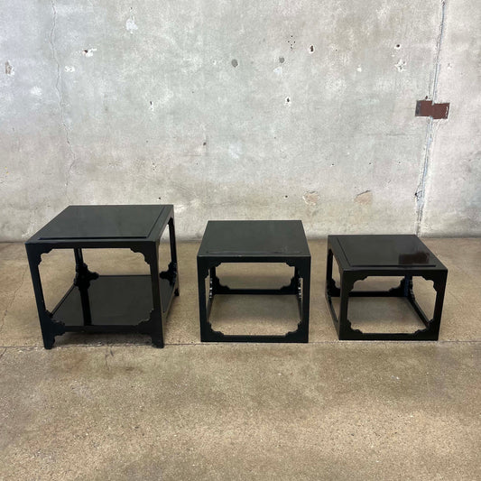 Set of 3 1970's Chinoisere Stacking Cube Tables