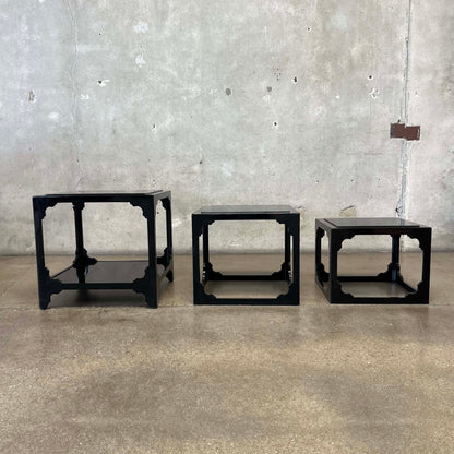 Set of 3 1970's Chinoisere Stacking Cube Tables
