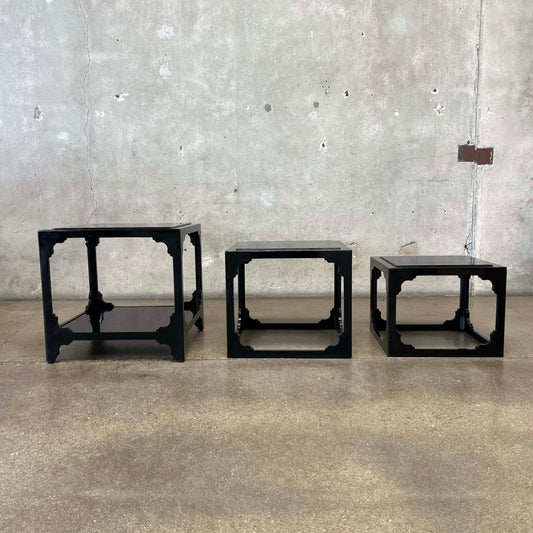 Set of 3 1970's Chinoisere Stacking Cube Tables